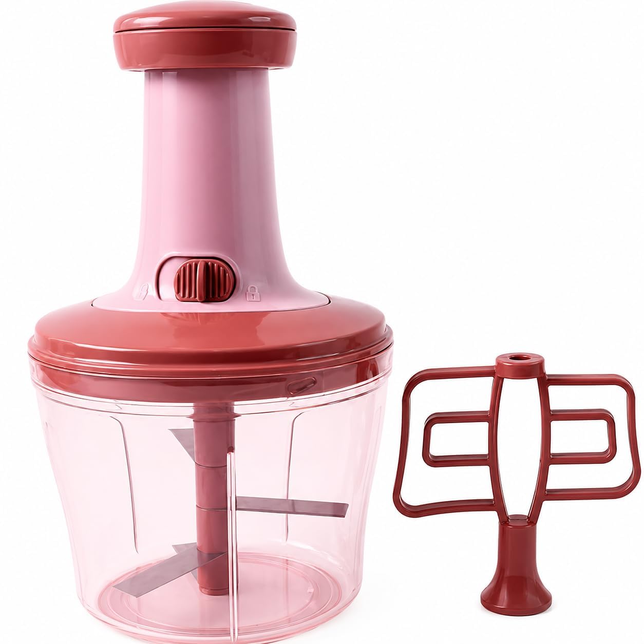 Push Chopper 1000ml with Sharp Stainless Steel Blades | Manual Food Chopper for Onion, Vegetables, Fruits, Garlic & Herbs | Easy Prep Kitchen | BPA Free Container-image-43