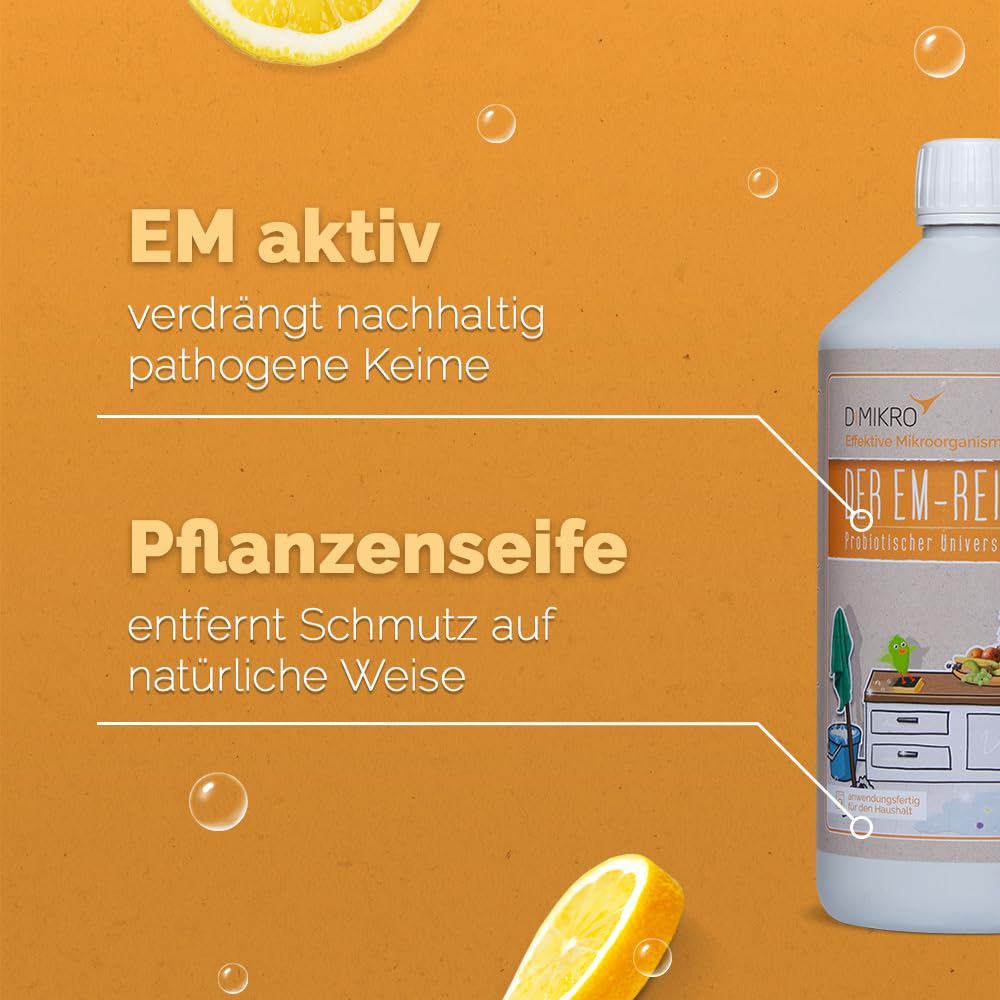 Der EM-Reiniger - probiotischer Allzweckreiniger mit Citrus Duft - 100% biologisch abbaubar, vegan und tierversuchsfrei (5 Liter)