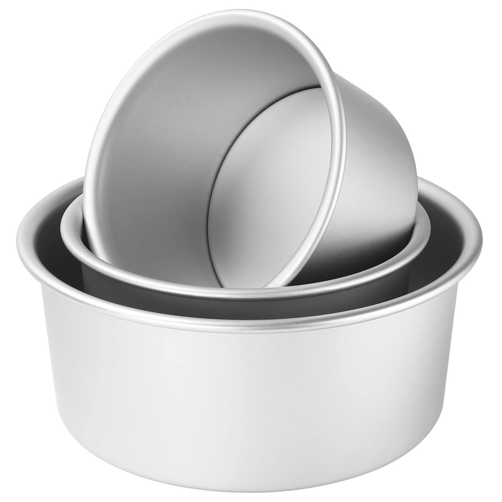 Kuchenform Rund Extra Hoch, 3-Teil-Set (Ø 15/18/23 cm), Hochwertige runde Backform aus eloxiertem Aluminium mit abnehmbarem Boden, Silber