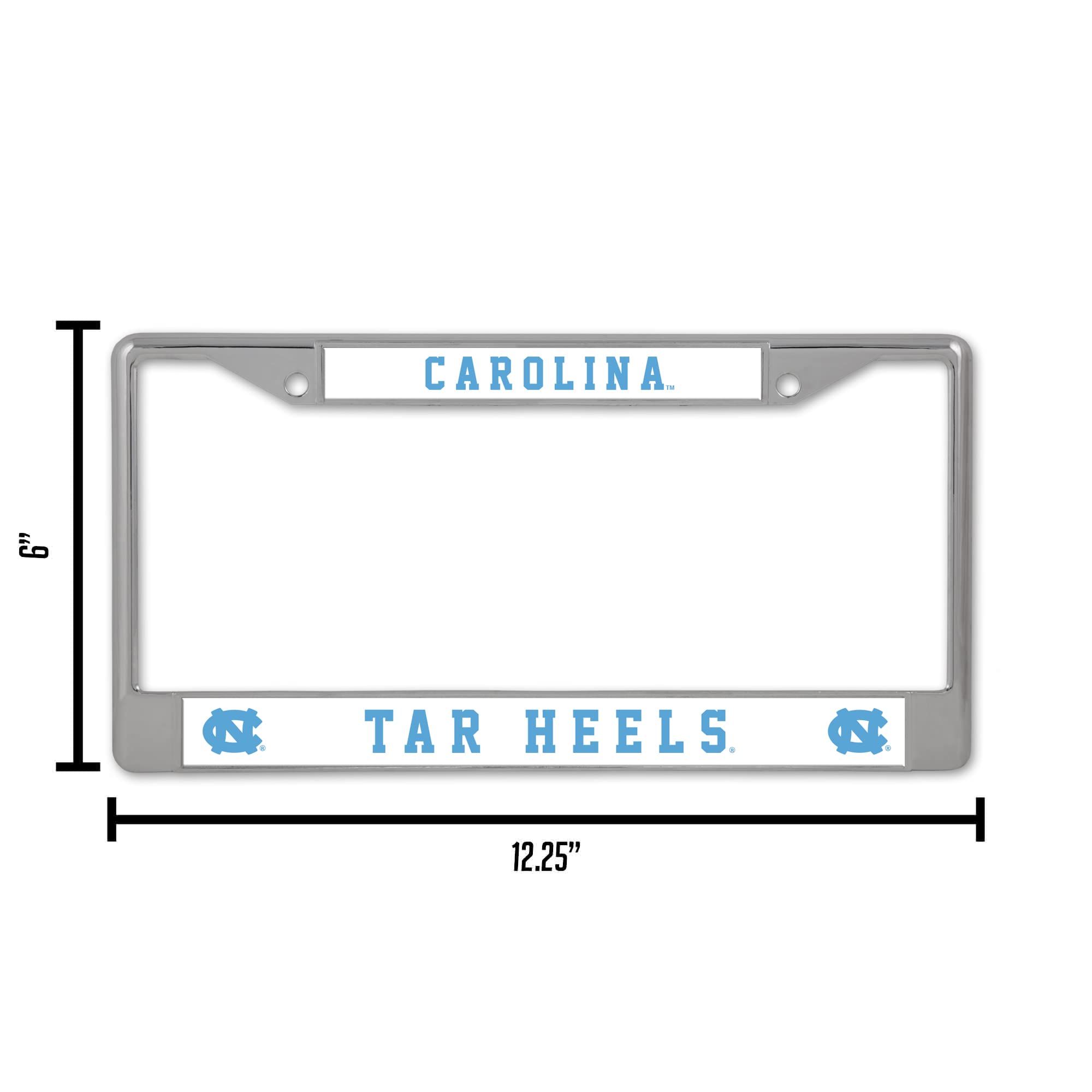 Rico Industries NCAA North Carolina Tar Heels Standard Chrome License Plate Frame, 6 x 12.25-inches