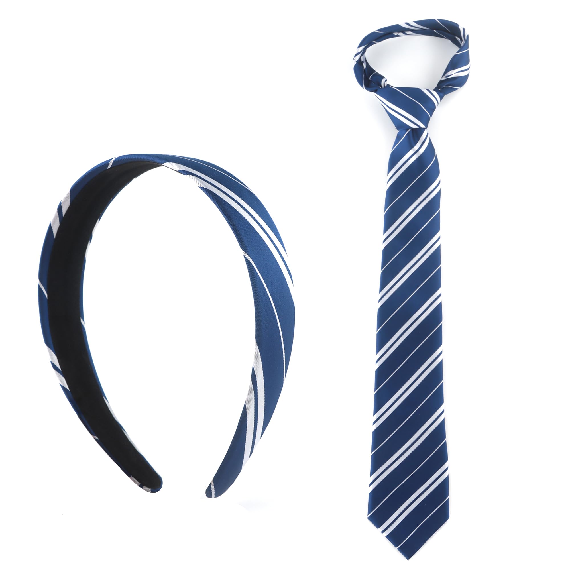 Landisun Halloween Cosplay 58in Tie & Headband Accessories for Women Teens, Blue, One Size