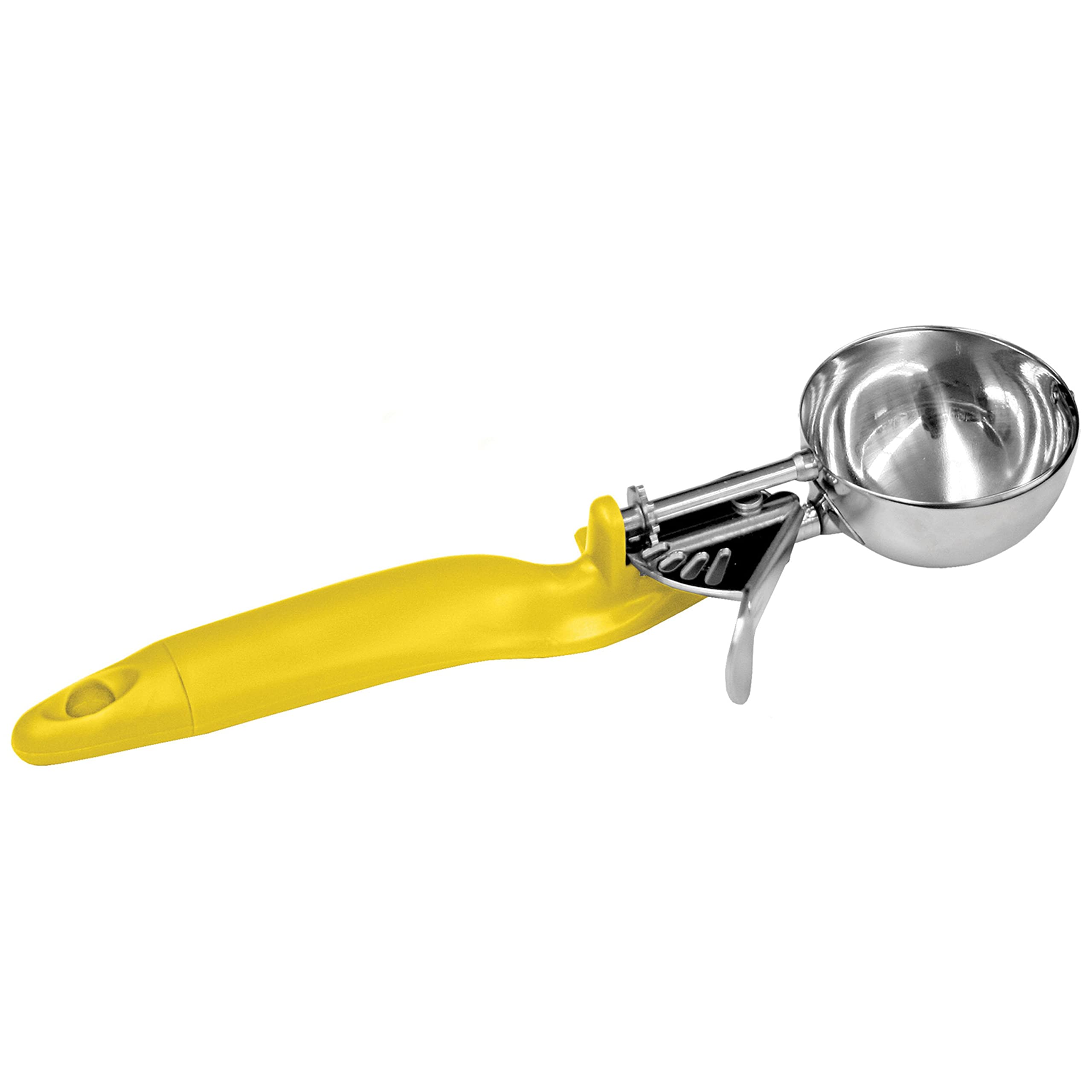 TrueCraftware- 1-5/8 oz Lever Disher #20 Stainless Steel with Yellow Color Ergo Handle- Ice Cream Cookie Scooper for Baking Cookie Scoops Portion Control Scoop Cupcake Batter Ice Cream Frozen Yogurt