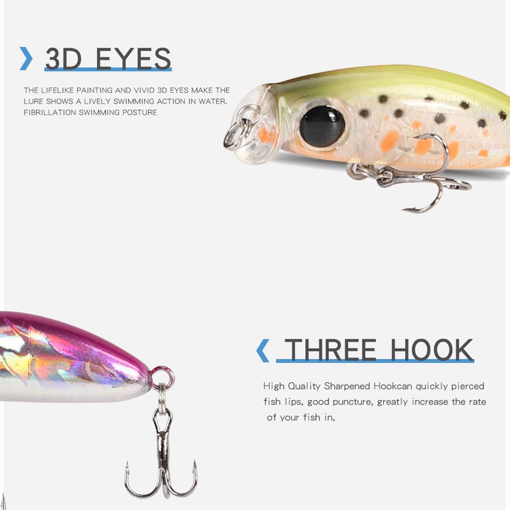 Przynęty wędkarskie, 10 szt. 3,5 cm 2,5 g Przynęta wędkarska Sztuczna twarda przynęta Micro Minnow Wobbler Powolnie tonący Trolling Przynęty na ryby Plastikowa sztuczna przynęta Prosty i praktyczny
