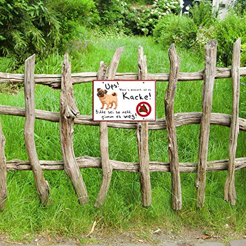 TRIOSK Hunde Schild Warnung Verbotsschild lustig mit Spruch Kacken Verboten Warnschild Hinweis Haufen entfernen Hundeschild Sprüche Geschenk für Hundefreunde Blechschild 30x20 cm groß