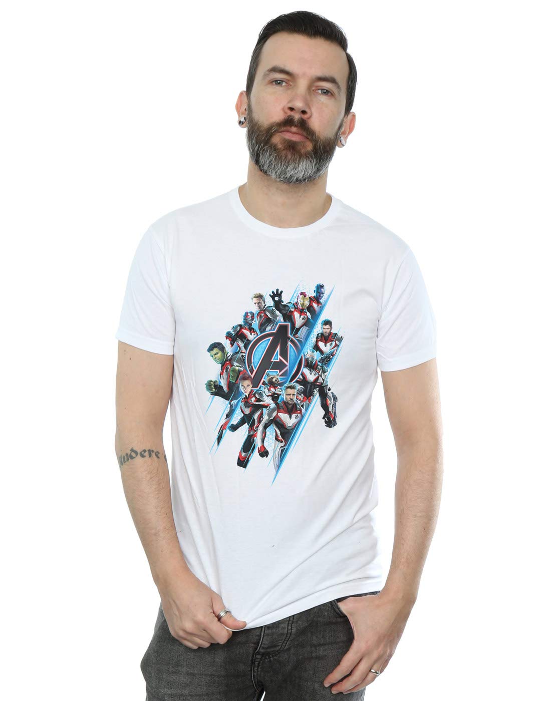 Absolute Cult Men's White Marvel Avengers Endgame Logo Team T-Shirt Medium