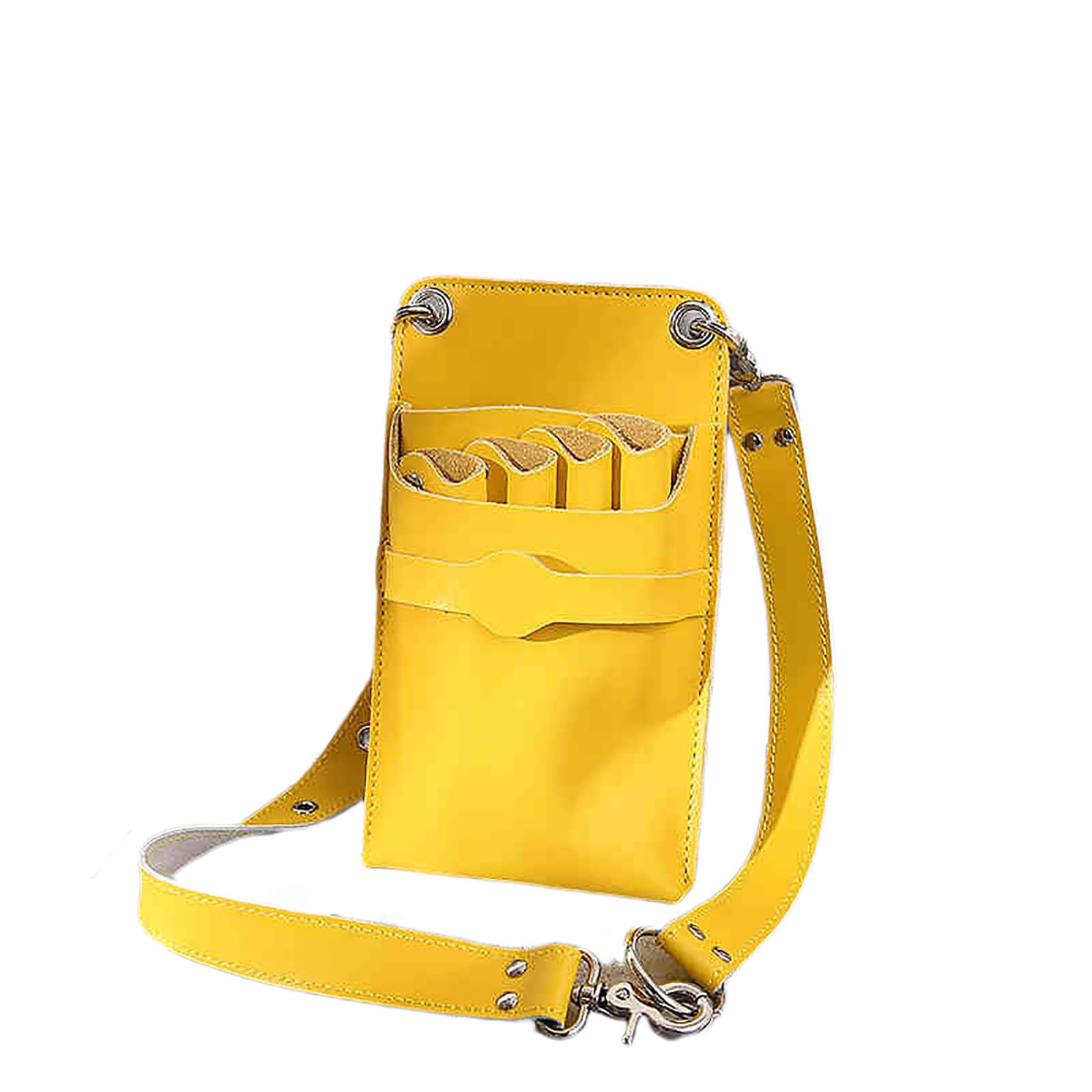 torba biodrowa dla stylistów fryzur, Zestaw fryzjerski z prawdziwej skóry, stylista włosów, nożyczki(Yellow)