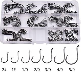 175Pcs Size 2#~5/0 Octopus Circle Fishing Hooks Made of High Carbon Steel Fishing Hooks Set in Saltwater or Freshwater