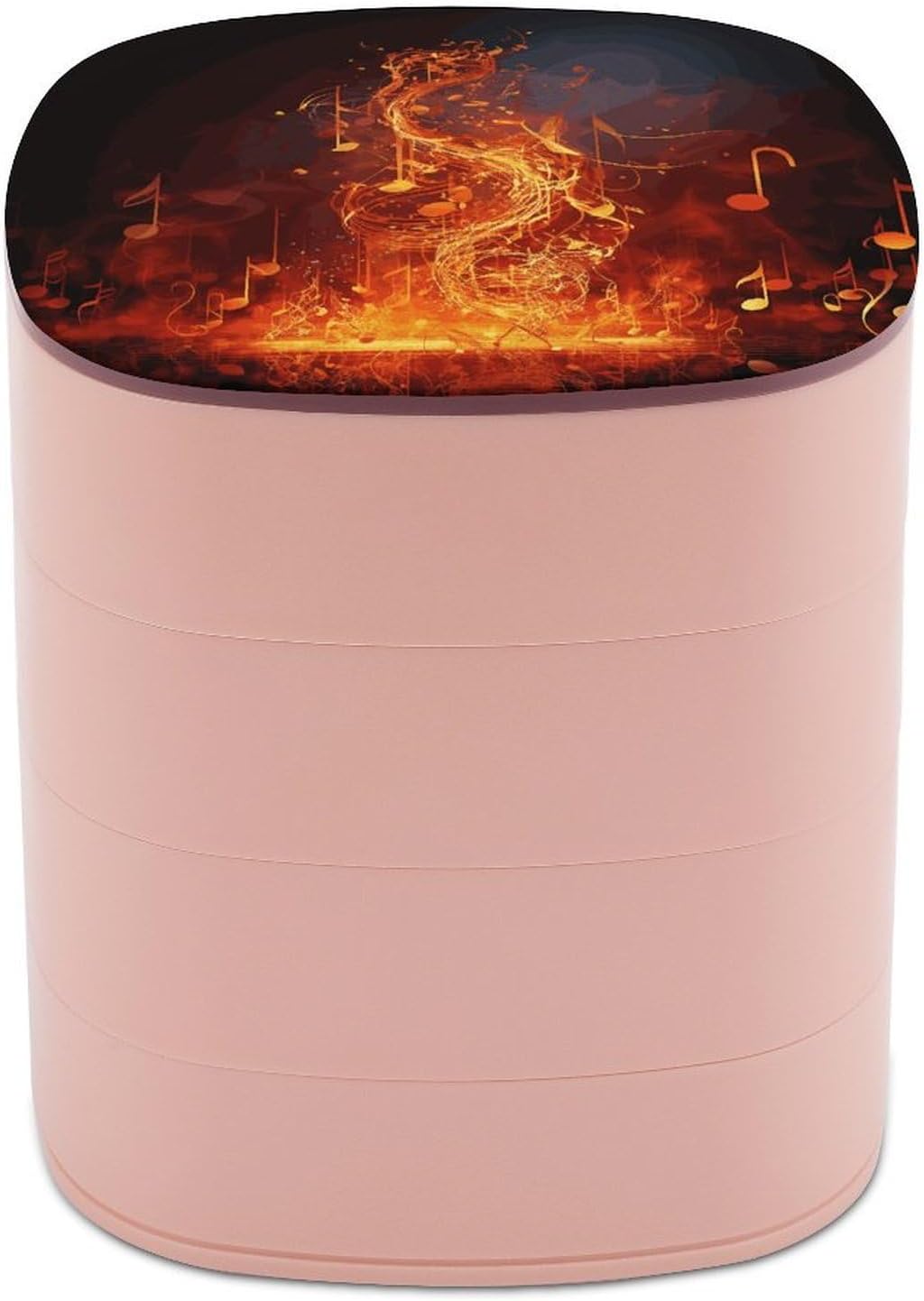 Red Flame Music Note Jewelry Box 360° Rotating Large Capacity Jewelrys Organize 4-Layer Rotating Travel Jewelry Tray Case with Lid Personalized Women Jewelrys Storage Case