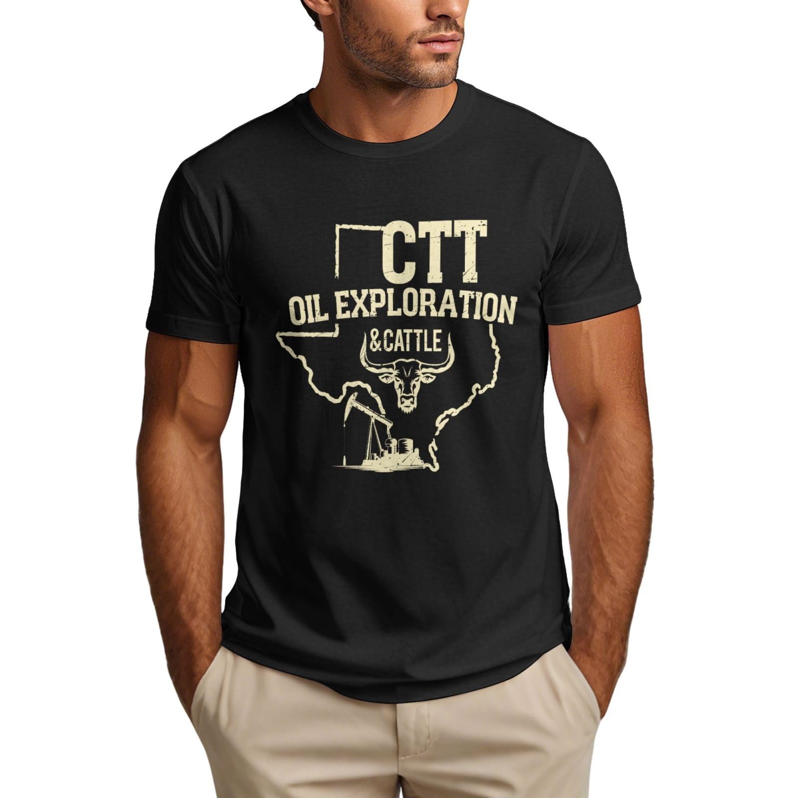 Ctt Oil Exploration and Cattle Shirt Funny Men's T-Shirt Black