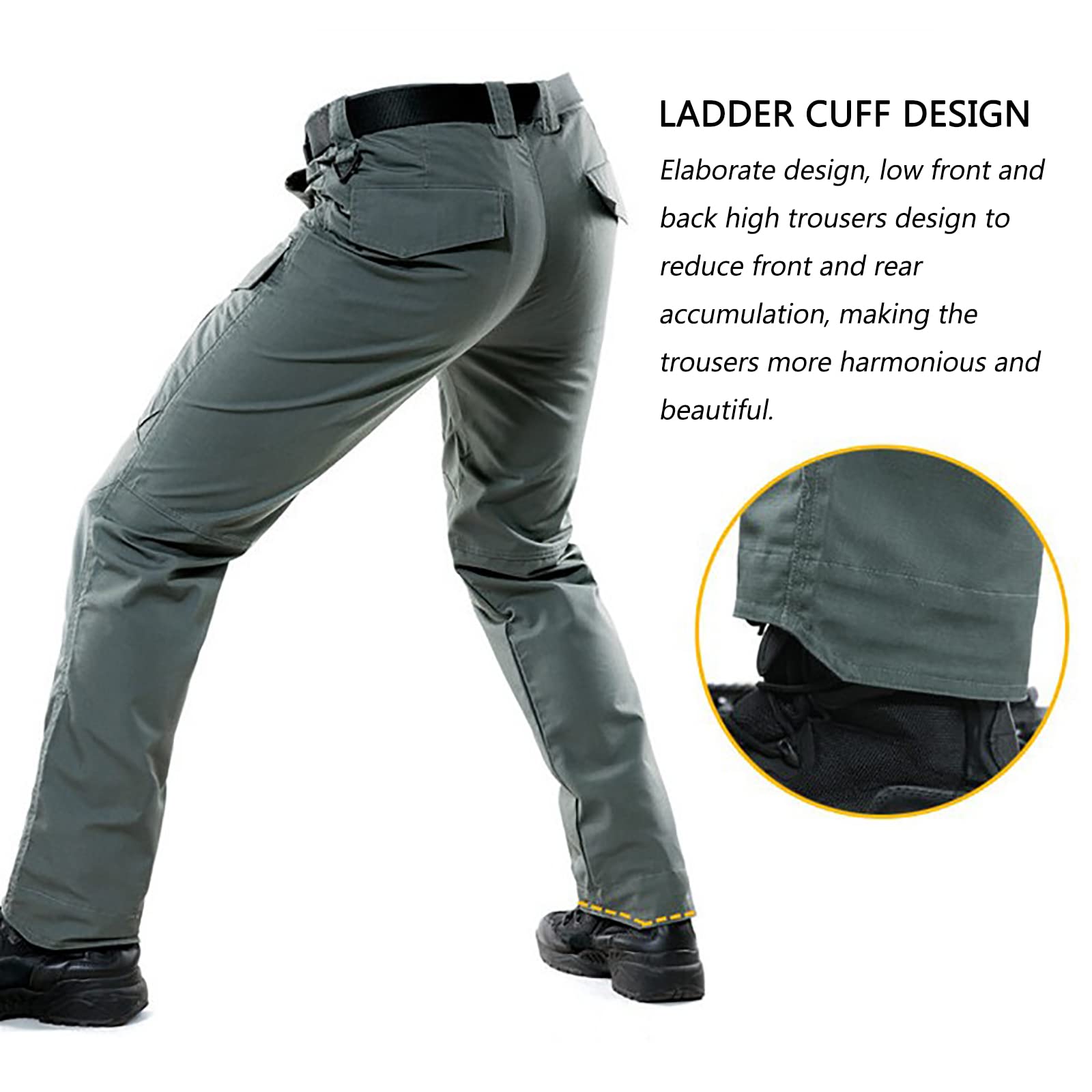 Pantalones Cargo para Hombre Impermeables Pantalones de Senderismo con Cremallera para Trabajo y Exterior(Size:S,Color:Verde)