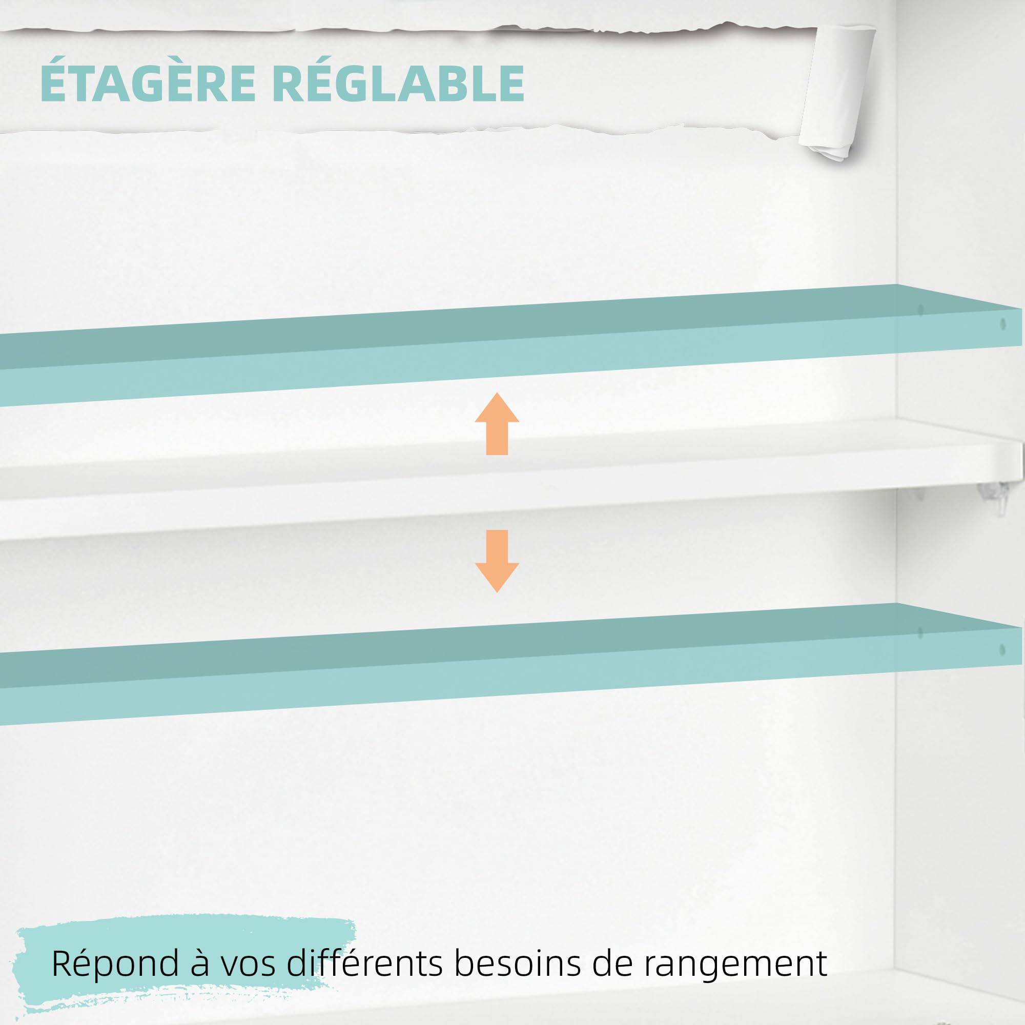 HOMCOM Bureau Suspendu avec Tablette Rabattable 64 x 20 x 60 cm Blanc