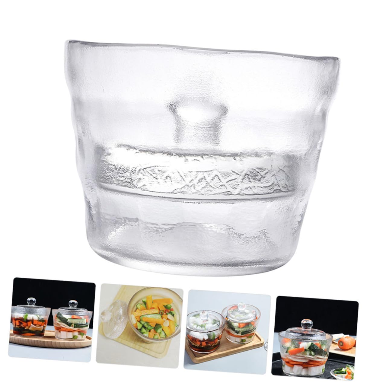 650ml Glas Gurkenglas mit Deckel Rundes Einmachglas für Gemüse Luftdicht Verschließbar Praktisches Gärglas für Küche und Restaurant