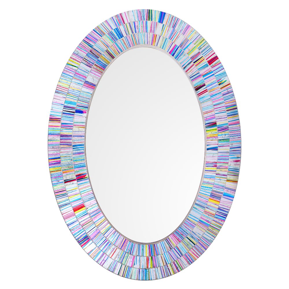 Harrow Decor Oval shaped Mosaic Mirror size 16''x22'', WM-084 in Rainbow colours