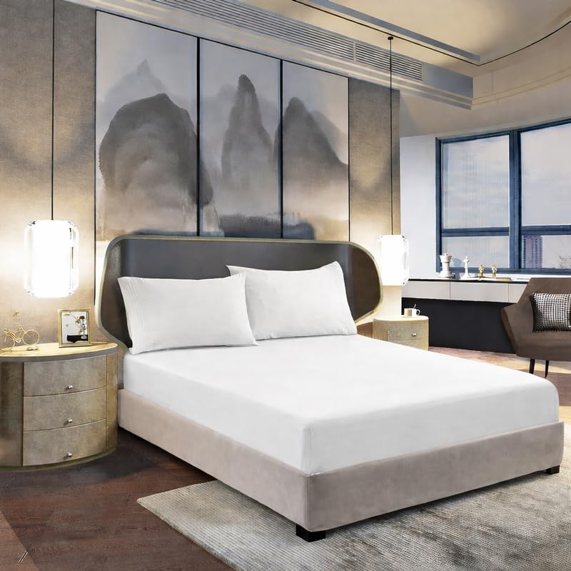 Indus Textiles Super King Fitted Sheet + Pillowcases 100% Egyptian Cotton 800 Thread Count Deep Pocket 30cm Hotel Quality Luxury and Comfortable Easy Care superking fitted sheet (183 x 200cm)