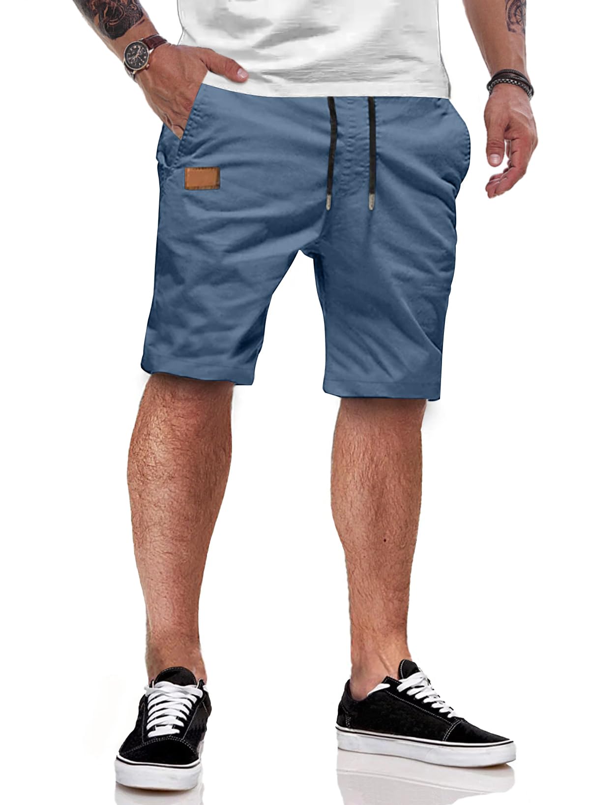 JMIERR Kurze Hosen Herren Sommer Shorts Herren Chino Baumwolle Elastische Taille mit Taschen S-3XL