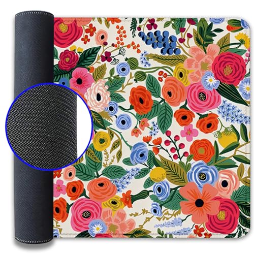Image of Garden Party Extended Desk Pad Flowers Mouse Pad,Gaming Desk Pad with Stitched Edges Non-Slip Rubber Base Extended XL Mousepad Big Desk Mat for Office Home Work(27.5X11.8 Inch)