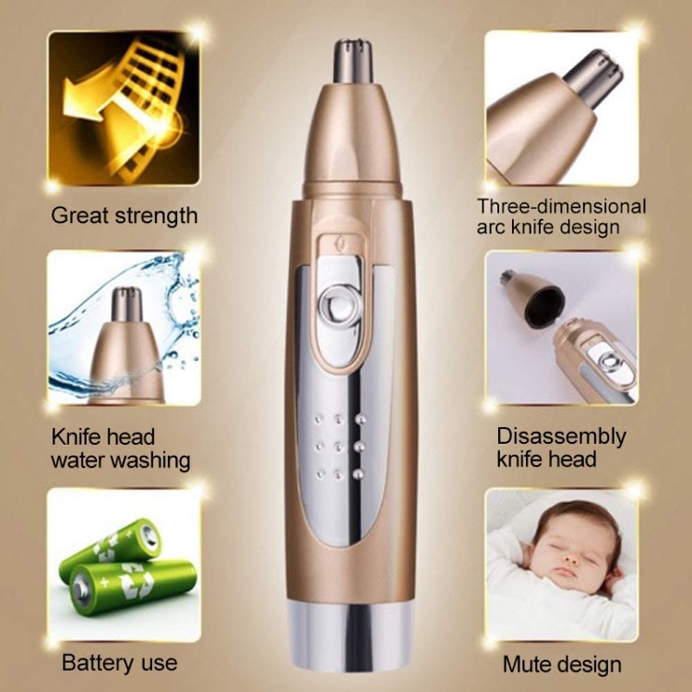 Clipper per capelli per orecchio e naso - sopracciglio indolore e trimmer per capelli facciale per uomini e donne, azionati a batteria, leme a doppio bordo impermeabile IPX7 per una facile pu