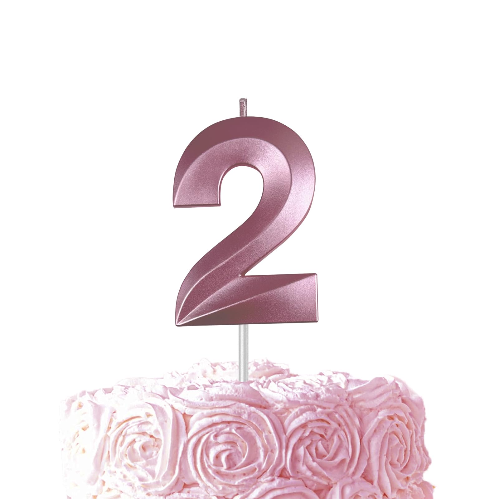 Pink Birthday Number 2 Candles for Wedding Party Cake Decorations