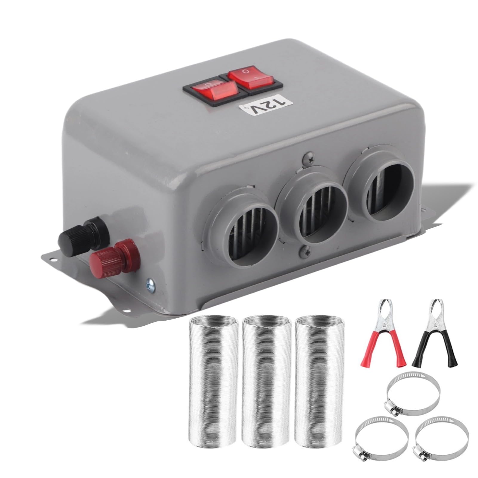Scaldino Invernale a 3 Fori 600W-800W a Riscaldamento Rapido, Riscaldatore Compatto per Auto con Interruttore a Doppia Marcia per Scongelamento, Riscaldamento