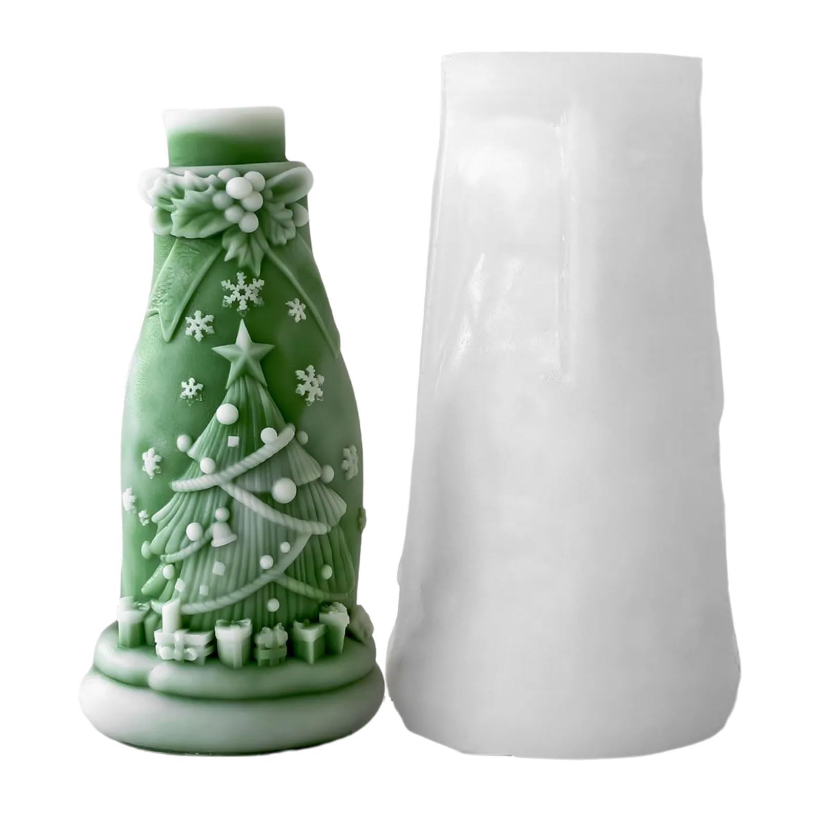 KAQNTUD Christmas Embossed Bottle Silicone Candle Mould for Epoxy Resin Making Soap Chocolate Christmas Home Decoration Making Silicone Mould