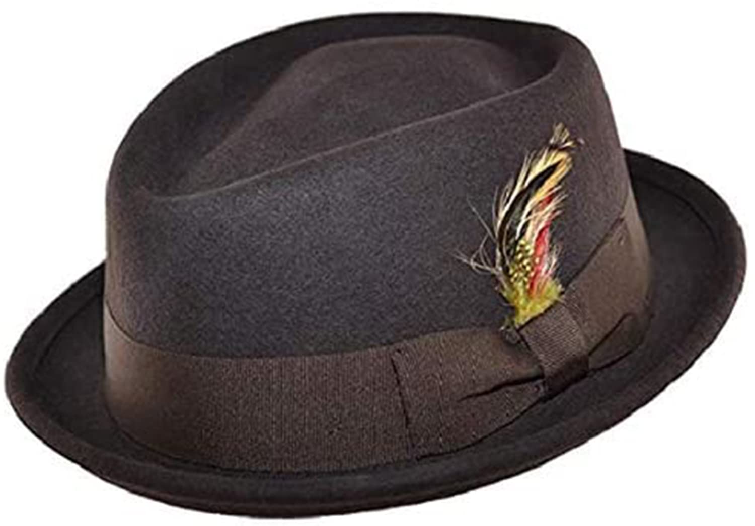 Maz Unisex Brown Hand Made 100% Wool Diamond Crown Porkpie Pork Pie Hat 4 Sizes (Uk-Unique) (, Large 59Cm)
