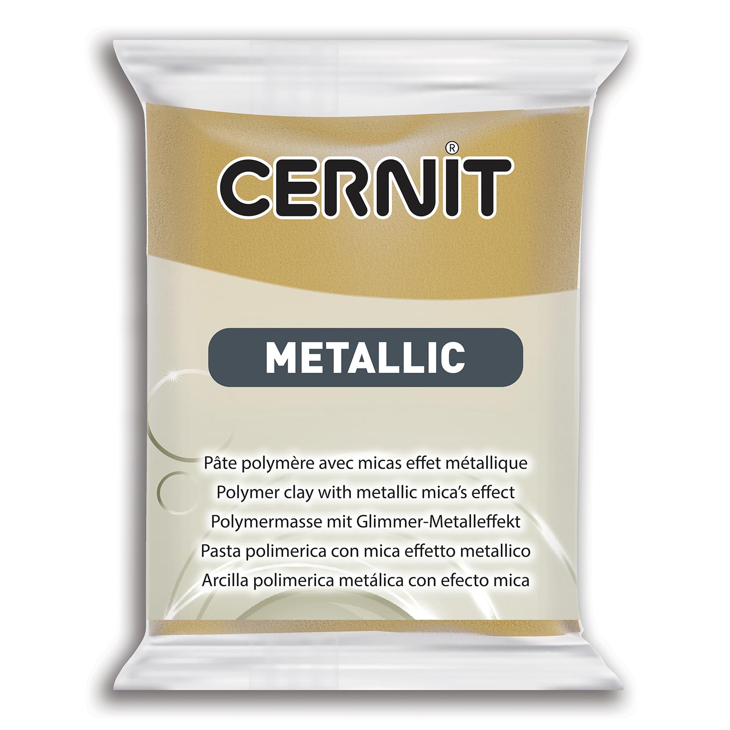 CERNIT CE0870056053C - A Pack of Metallic Effect Polymer Clay Block - Modelling and Baking Clay - Rich Gold Colour - 56 g Block - Manufactured in Belgium