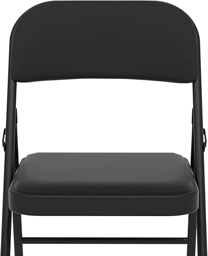 Miniatura 4 de Paquete de 6 sillas plegables negras con cojín acolchado de tela, juego de sillas de comedor acolchadas portátiles para interiores y exteriores,