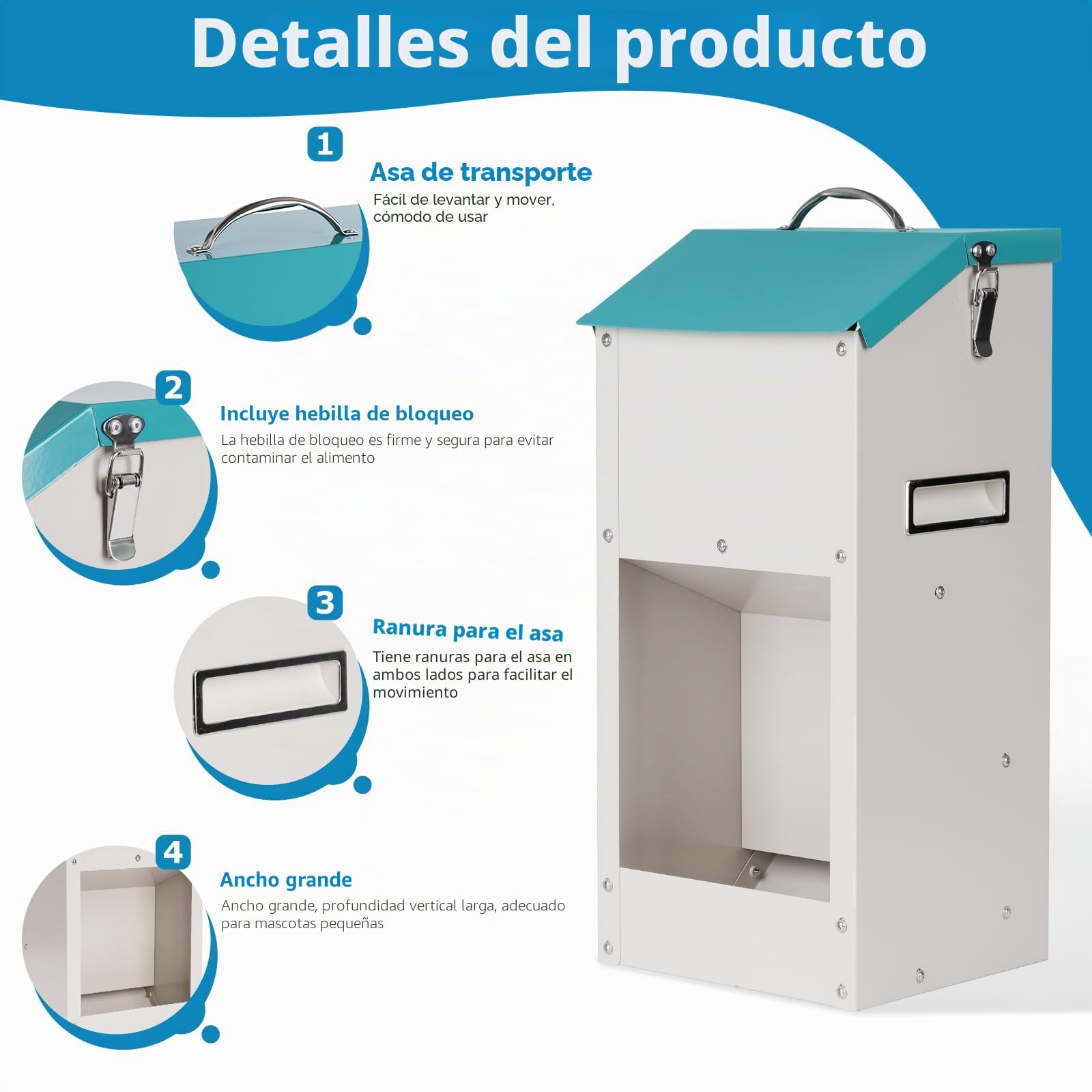 Comedero Automático para Perros de Exterior 6 kg Comedero Automático para Gatos con Almacenaje Alimentador por Gravedad para Cachorros, Perros, Gatos
