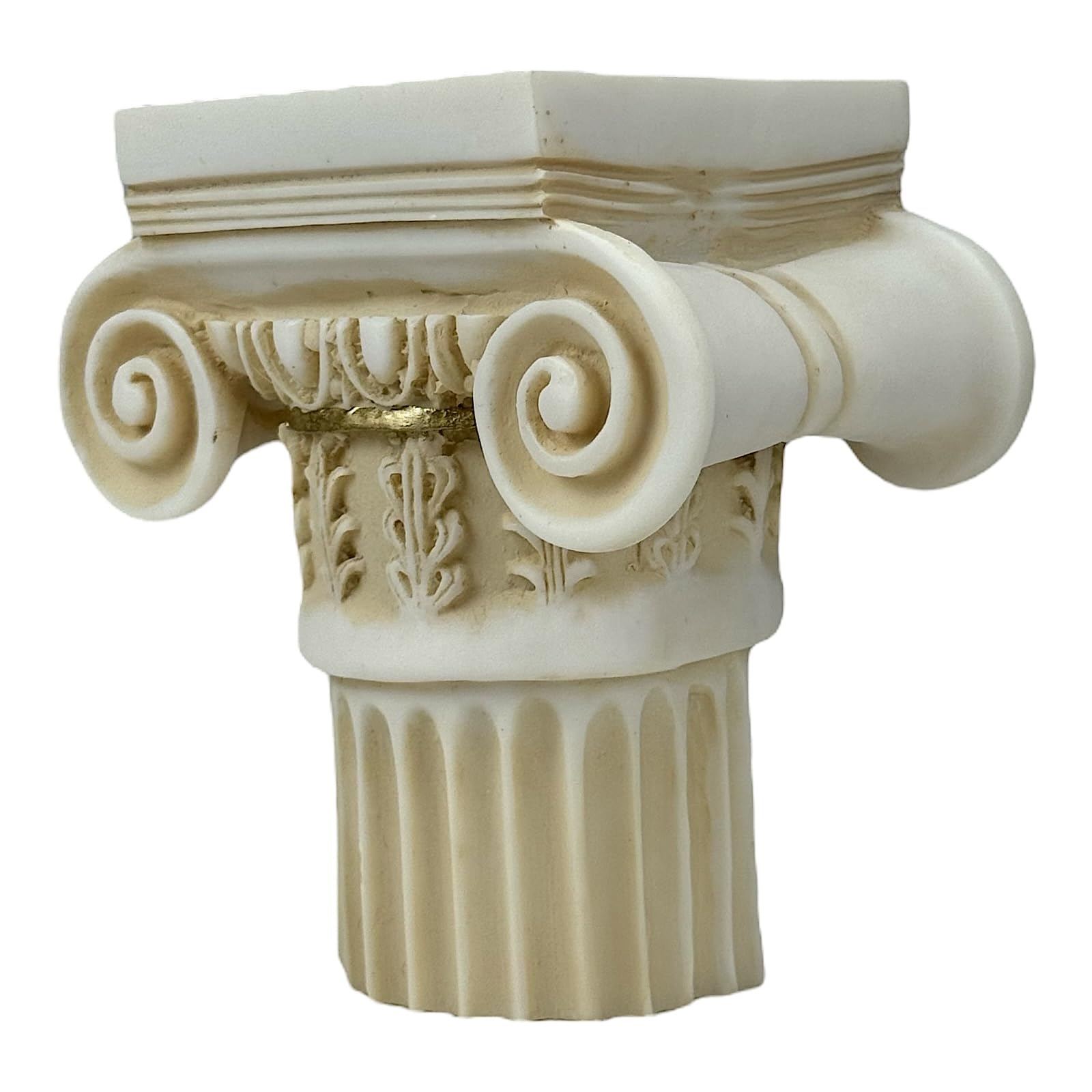 Piedistallo a colonna ionica – Scultura in marmo greco fuso a mano con accenti dorati