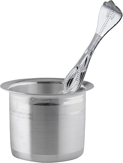 PRD CARATCAFE Pure Silver Panchapatra & Achmani Medium Size, Set of Silver Glass & Spoon (2.60 * 2.00 Inch), 925 Silver Ha...