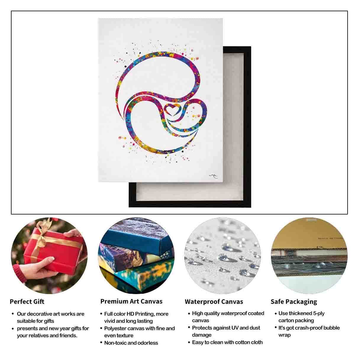 Large Canvas Pictures For Wall Decor Living Room Farmhouse,Mother and Baby Watercolor Print Breastfeeding Mom Newborn Doula Pregnancy Gift Obstetrician Nursing Baby Shower Clinic Midwife Gift-*