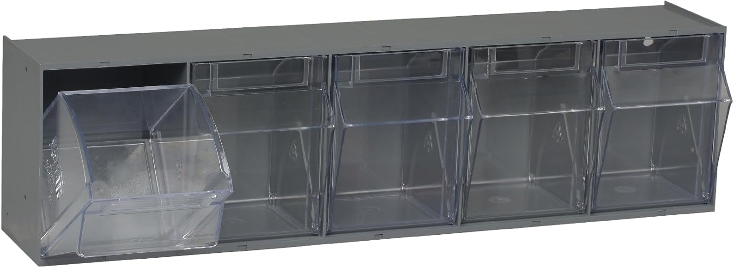 Quantum Storage Systems QTB305WT 5 Drawers Tip Out Cabinet Part Organizer White 7" H x 24" W x 6" D