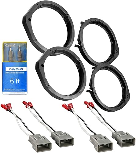 CACHÉ KIT3357 - Paquete con kit de instalación de altavoces de coche para Honda Civic 2006 – 2013 delantero y trasero de 6.5 pulgadas y 6.75
