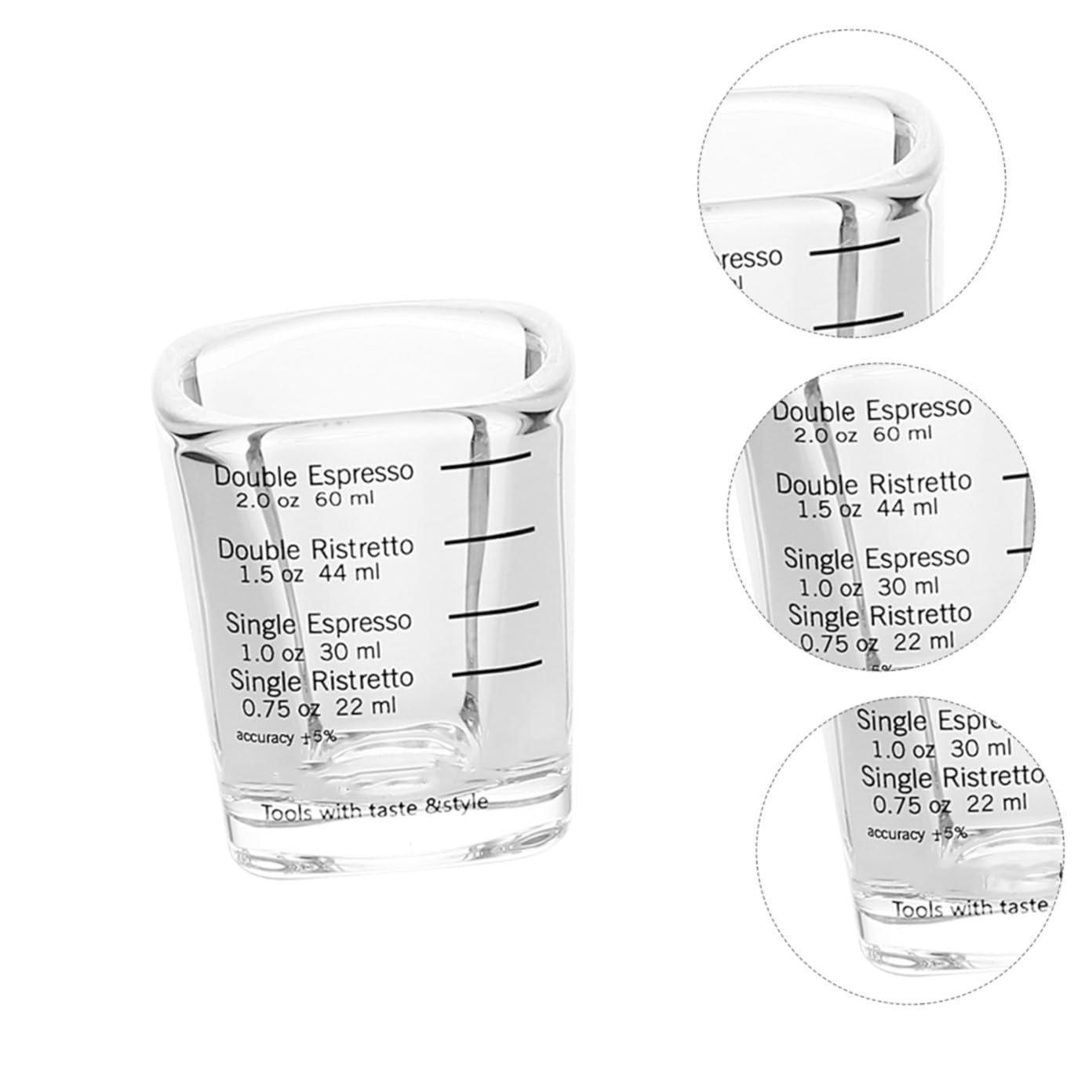 6 Stück Espressotassen aus Glas mit Skalenmarkierung 60ml Temperaturbeständig für Kaffeezubehör und Zuhause