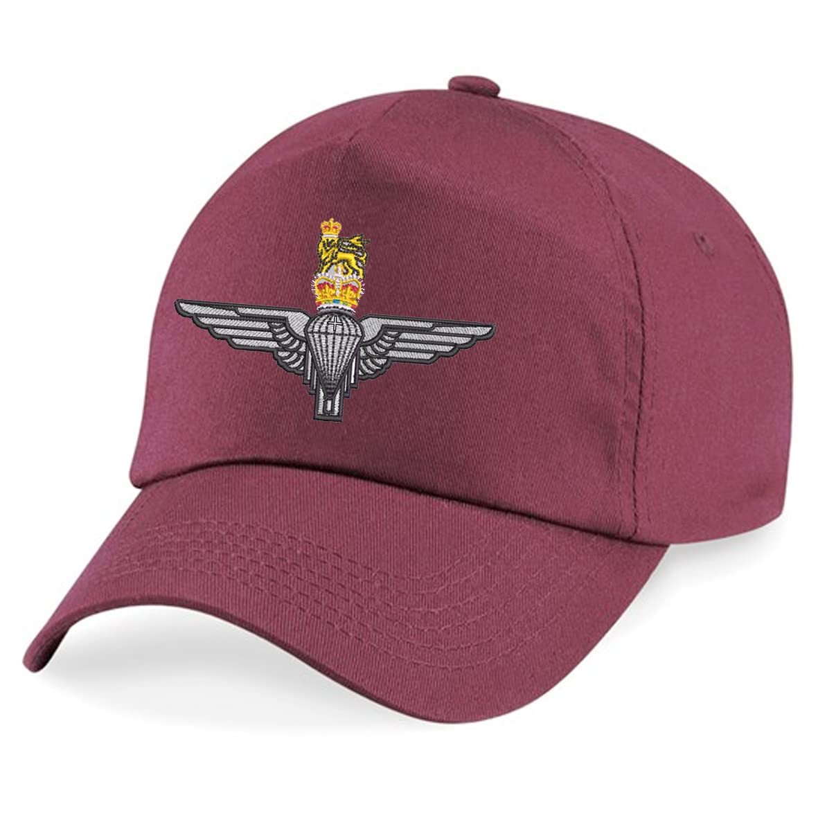 Parachute Regiment Paratrooper Paras Insignia Embroidered Baseball Cap British Army Military Embroidery (Maroon)