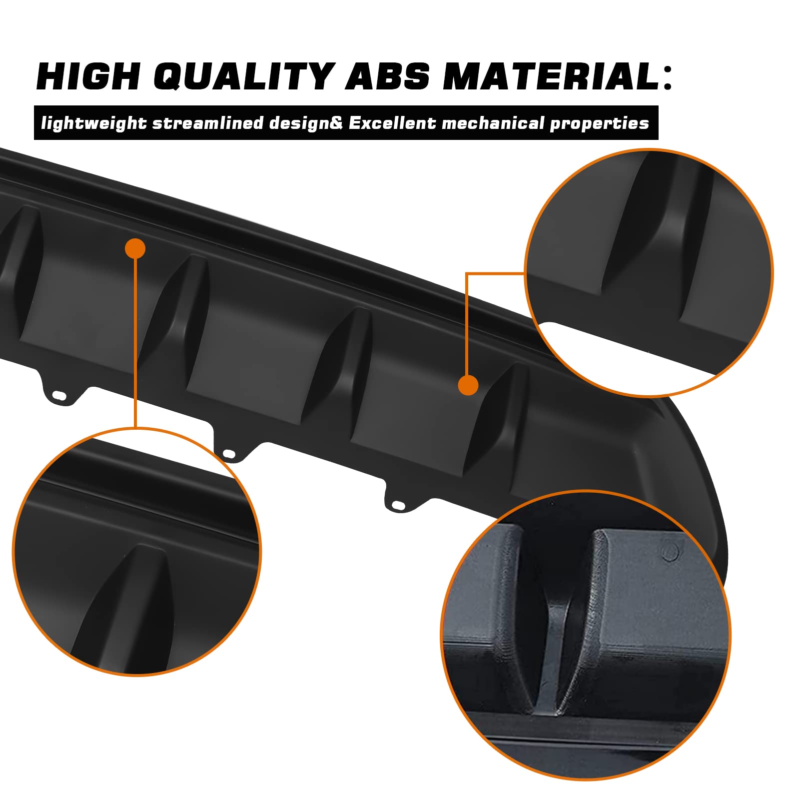 RockyParts Rear Lip Bumper Valance Diffuser Compatible with 2018-2023 Camry SE XSE GT Shark Fin Rear Lip Bumper Body Splitter Valance, Matte Black