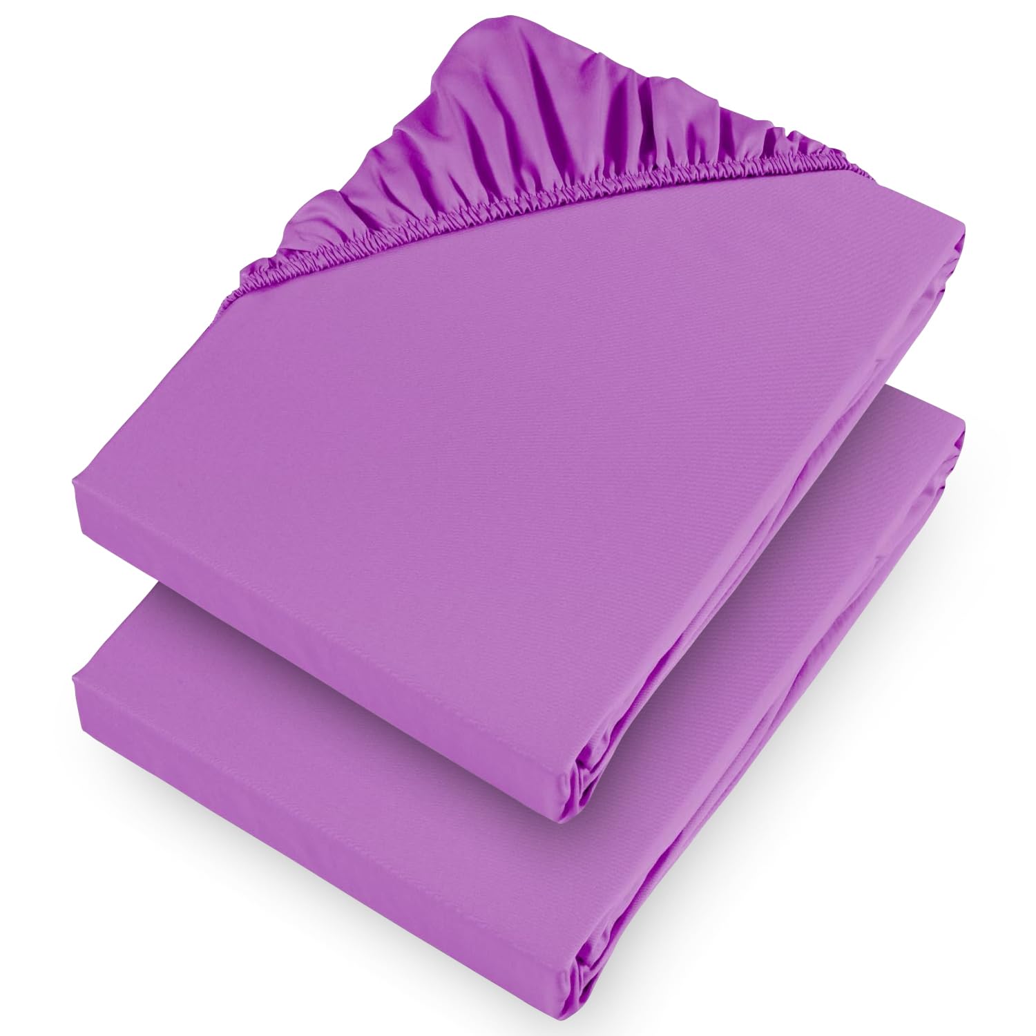 Aspire Homeware Double Fitted Sheet 2 Pack 25 Cm Deep Pocket 10 Inch Purple Bed Sheet - Soft & Breathable Fitted Bedsheet Brushed Microfiber Shrinkage and Fade Resistant Bottom Sheet — image 1