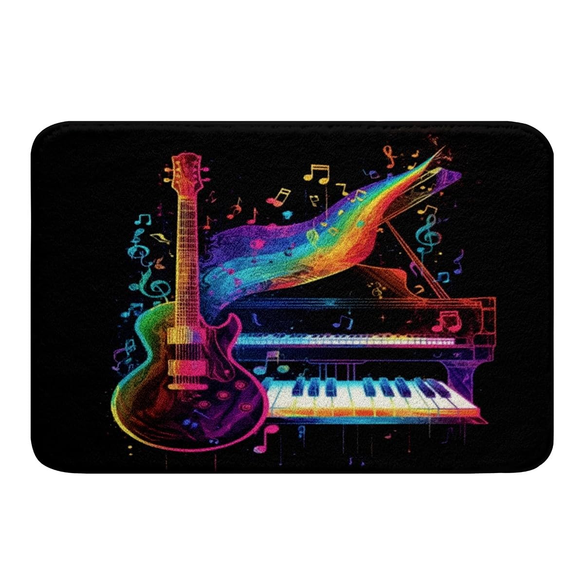 Feelyou Guitar Bathroom Rugs Boys Girls Music Piano Bath Mats for Bathroom Kids Women Men Soft Musical Instruments Bath Rugs Rock Music Themed Indoor Floor Mat 16"x24" Room Decor Bathroom Accessories