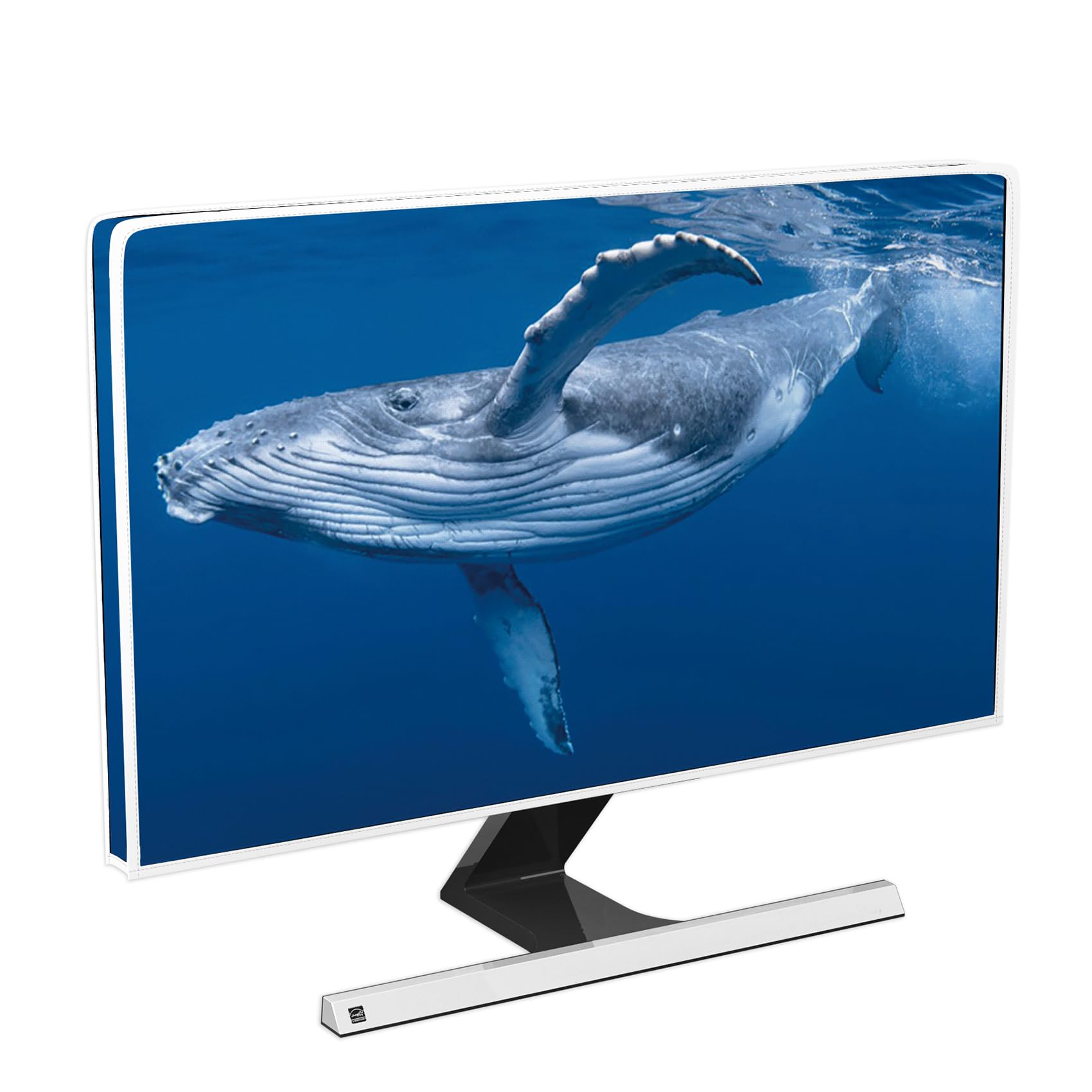 Whale Waterproof Screen TV Cover 58,59,60 Inch Waterproof Marine Animals TVs Screen Covers Oceanic Themed Anti-Static Dustproof Protective Cover for Desktop TVs Hanging TV LED LCD OLED
