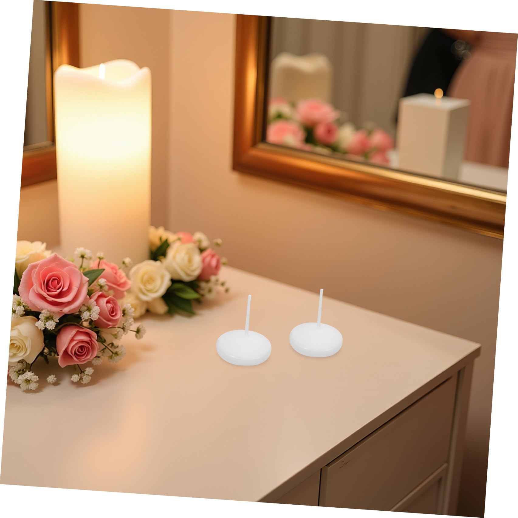 Toyvian 30 Pezzi Candele Galleggianti Bianche in Cera Resistenti All'acqua, per Vasi Cilindrici di Anniversario Romantiche