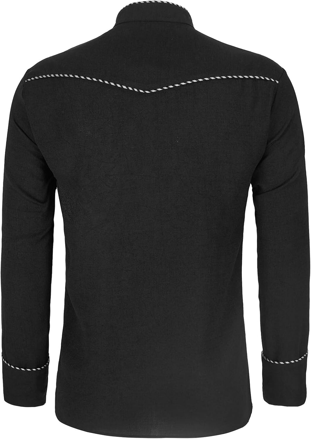 Mens Western Cowboy Shirt Embroidery Slim Fit Long Sleeve Button Down Shirt - Image 3