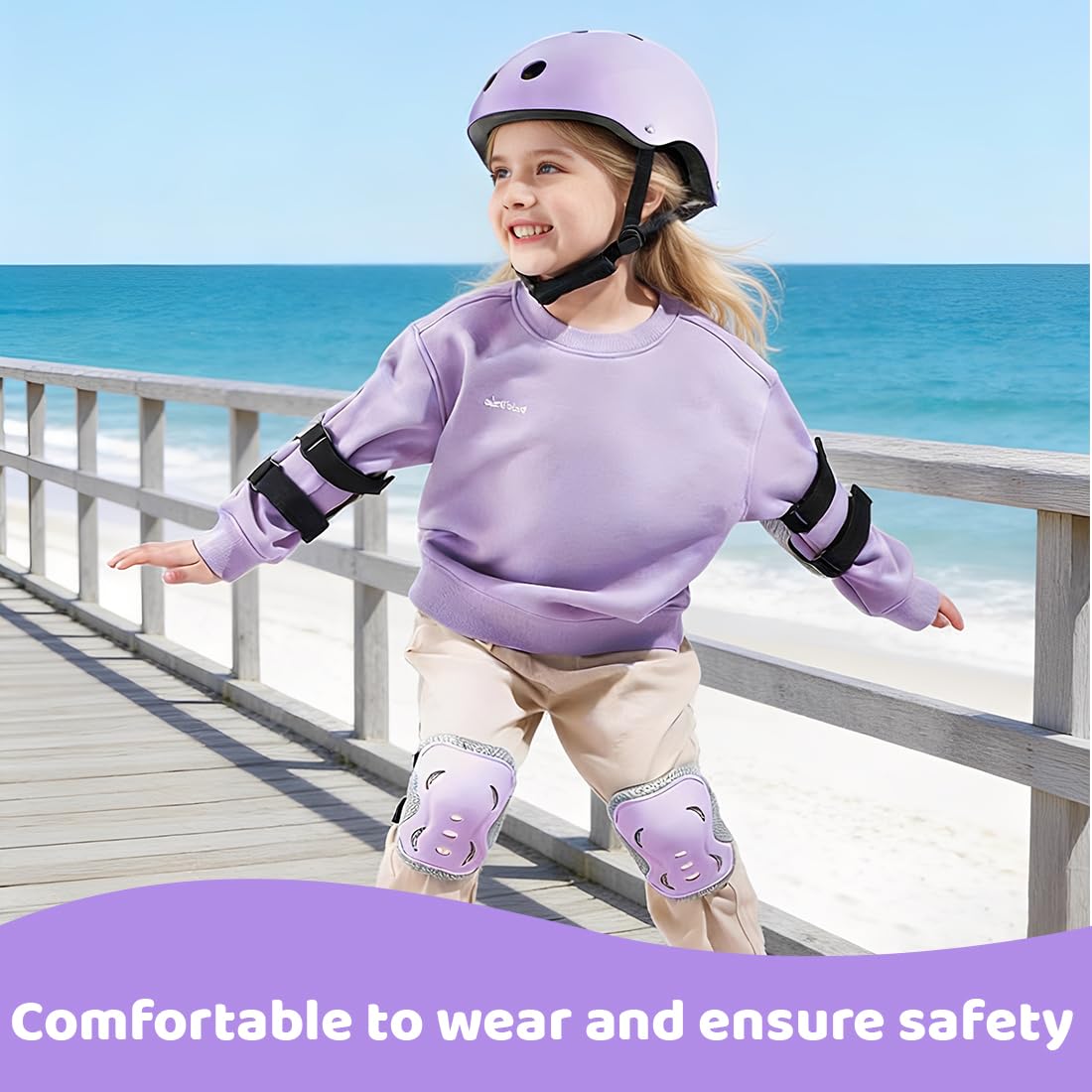 PHYNDR Kit de protección para niños, 6 en 1 Ginocchiere, Basura, Tutor Pulso Proteczioni Set, Equipo de protección regulable para skateboard, scooter y rollerblade — view 5