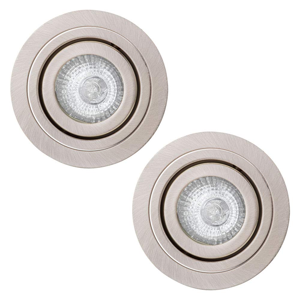 LITECRAFT Recessed Downlight IP65 Rated Tiltable Spotlight - (Satin Chrome, Pack of 2) โ image 1