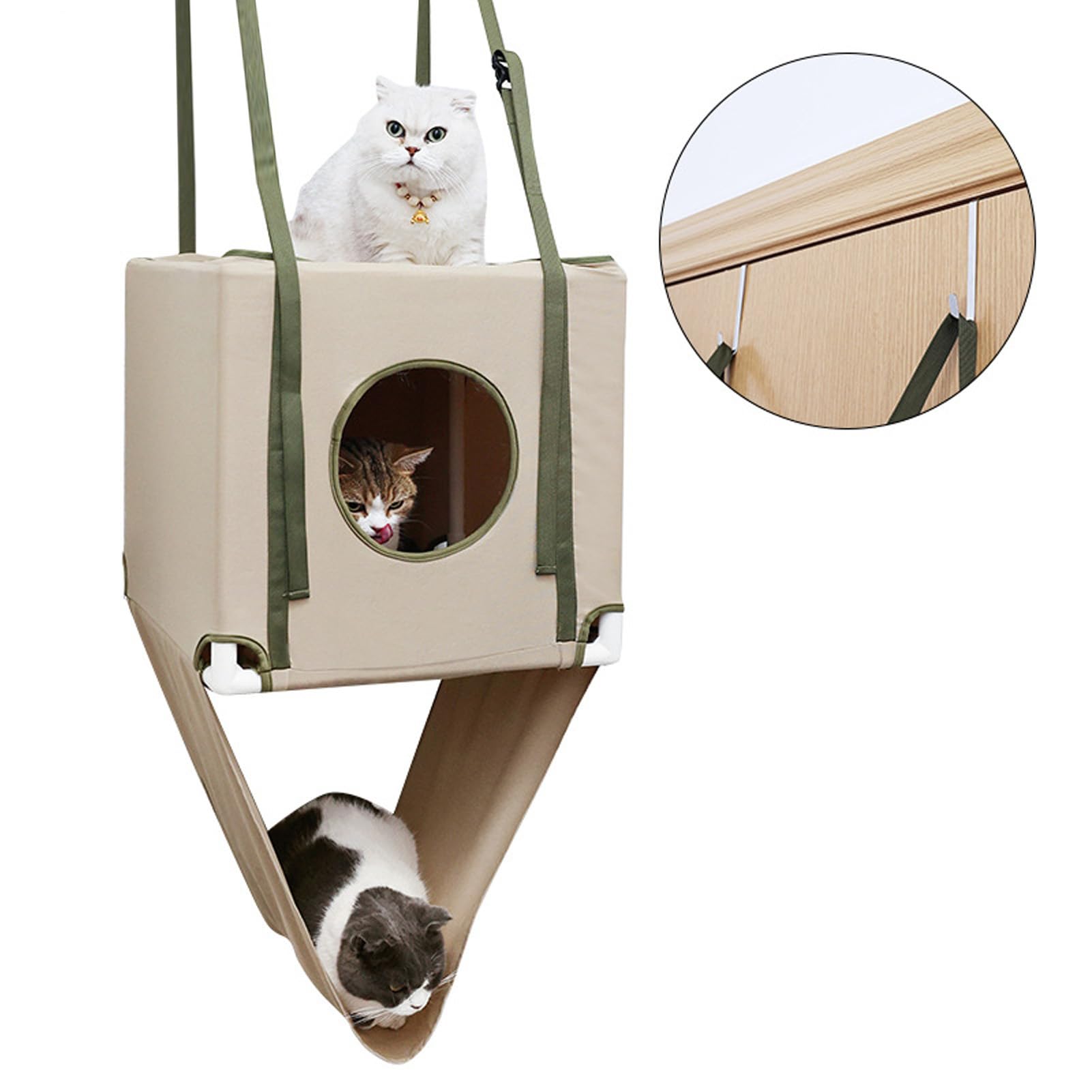 aqxreight Hamaca Colgante para Gatos, Doble Capa, Cómoda, a Prueba de Lluvia, Ventana para Gatos, Casa con Percha para el Diseño del Hogar, lo Que Garantiza Que su Gato Cuelgue la Hamaca, Cama para