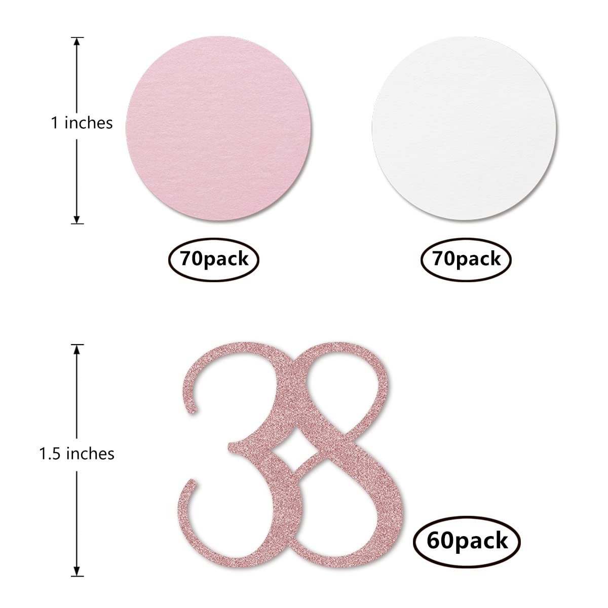 Roségold Konfetti Set – Zahl 38 – 200 Stück Mit Glitzer – Für Geburtstagsdeko & Tischdekoration