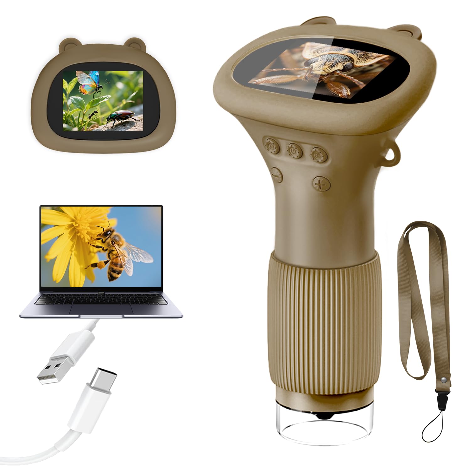 Acoath Microscope for Kids, 1000X Handheld Digital Miniscope Toys with 2.0" Screen, Portable Pocket Little Scientist Childrens Microscope Birthday Gifts Ideas for Age 4-12