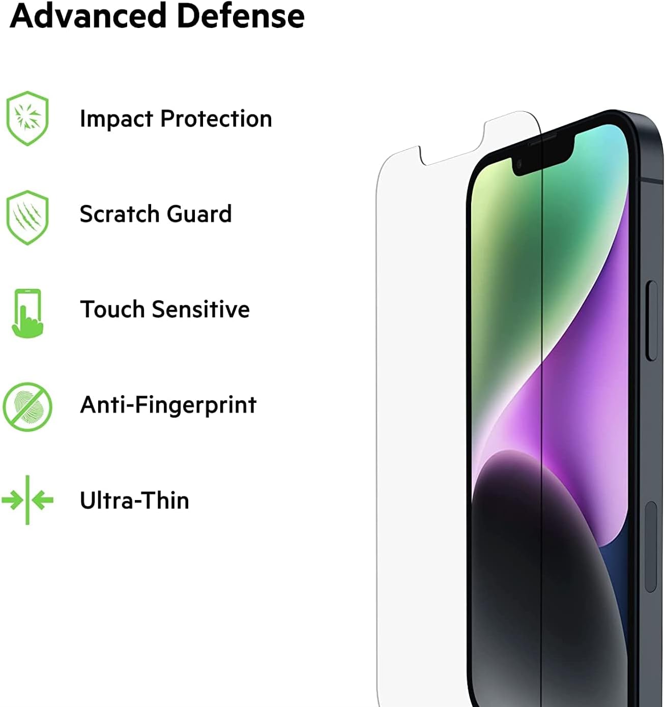 Belkin Tempered Glass Screen Protector - iPhone 14 Pro Screen Protector - Included Guide Stickers for Easy Alignment - 9H Hardness Tested - Compatible with most iPhone 14 Pro Cases (2-pack)
