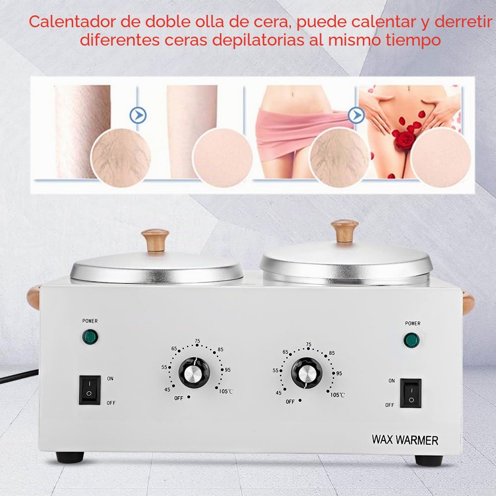 Sonew Máquina de calentamiento de cera de doble cera de cera eléctrica portátil profesional calentador de cera con ajuste de temperatura ajustable, para mujeres hombres