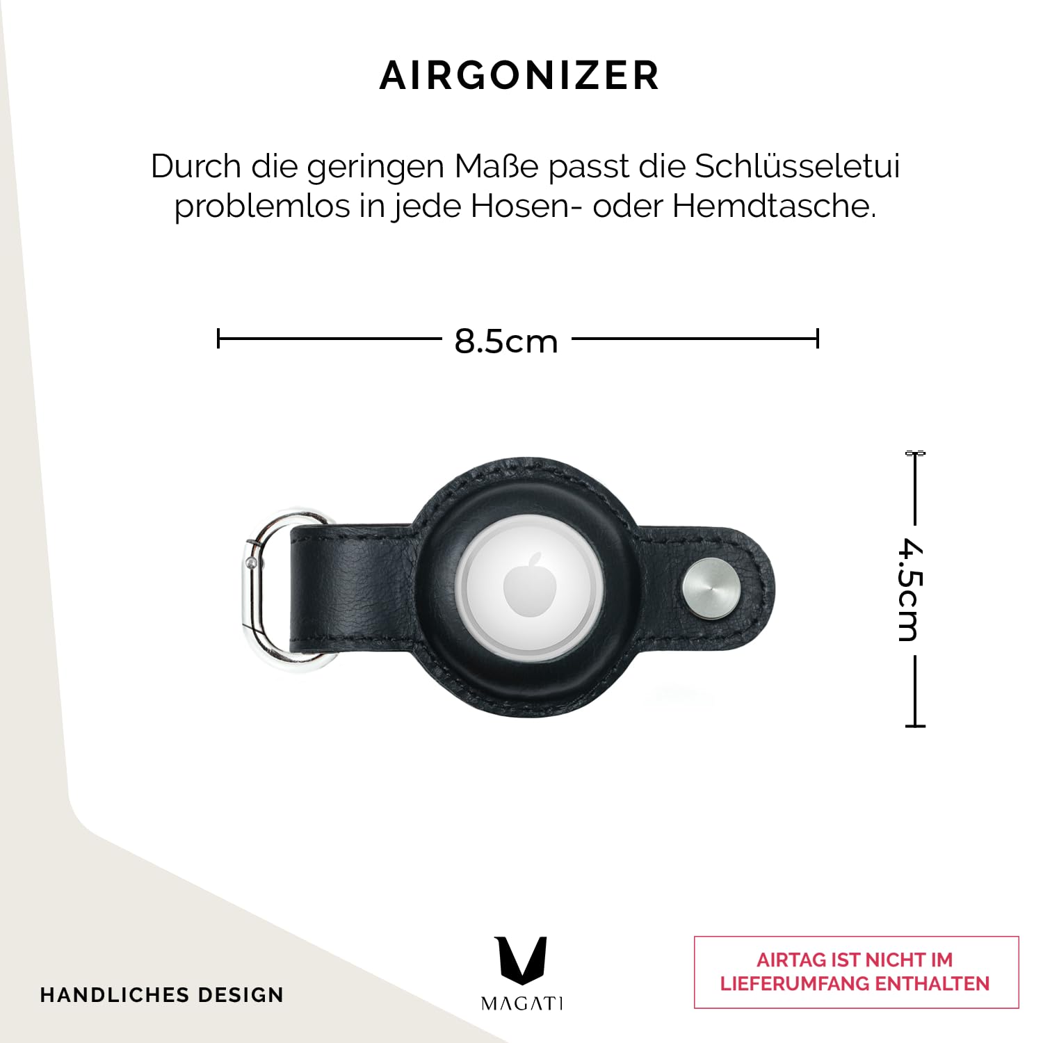 Etui porte-clés compatible avec AirTag homme & femme en cuir véritable: Organiseur compact jusqu'à 7 clef + Jeton chariot et Service de restitution des clefs