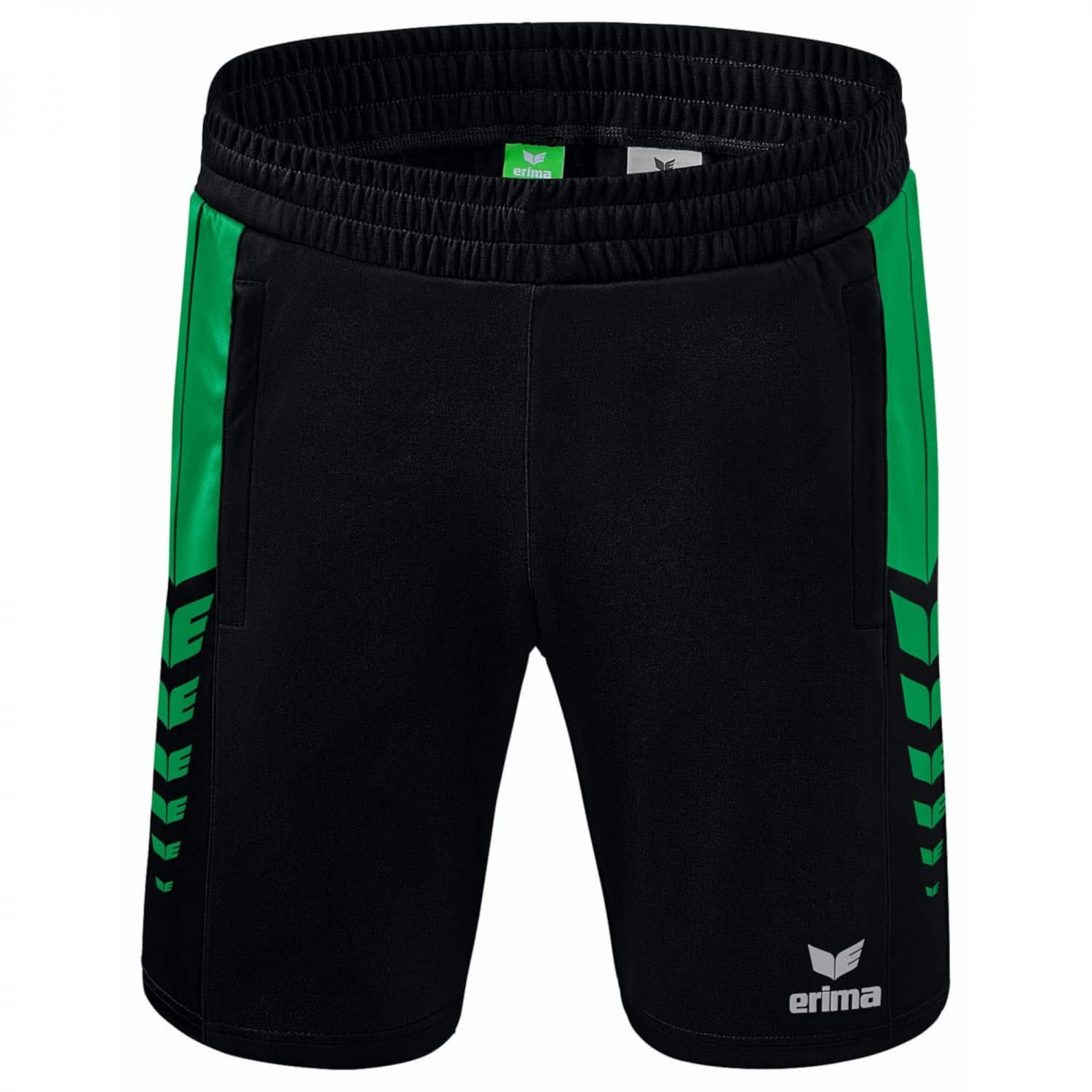 Erima Kids Six Wings Worker Casual Shorts, Black/Emerald, 164